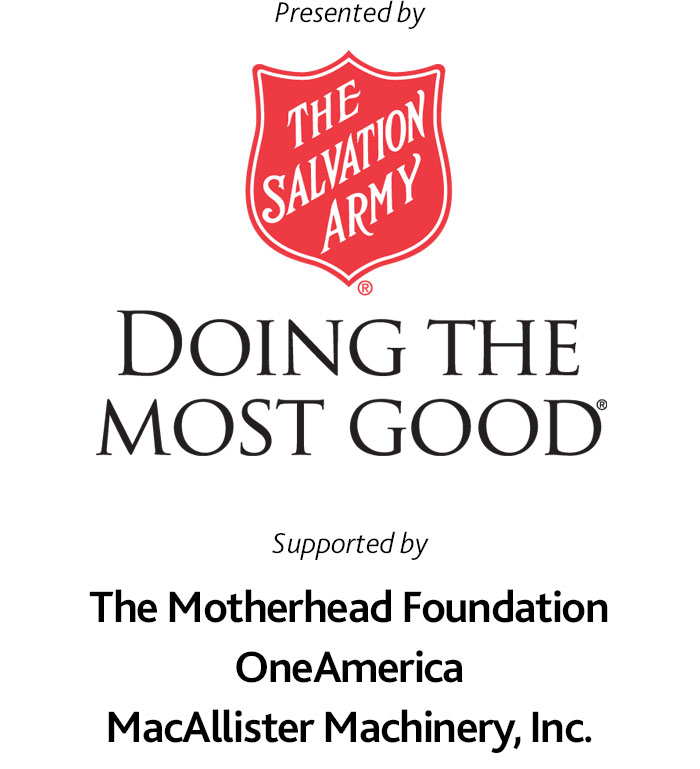 Presented by Salvation Army, Doing the Most Good (logo). Supported by The Mothershead Foundation, OneAmerica and MacAllister Machinery, Inc.