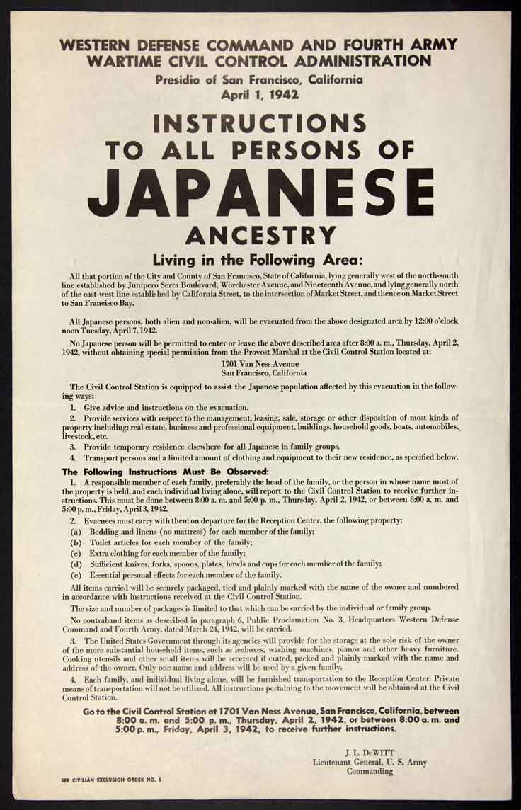Executive Order for Japanese American Internment