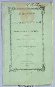 Image of pamphlet titled Reminiscences of COl. John Ketcham, after treatmenmt